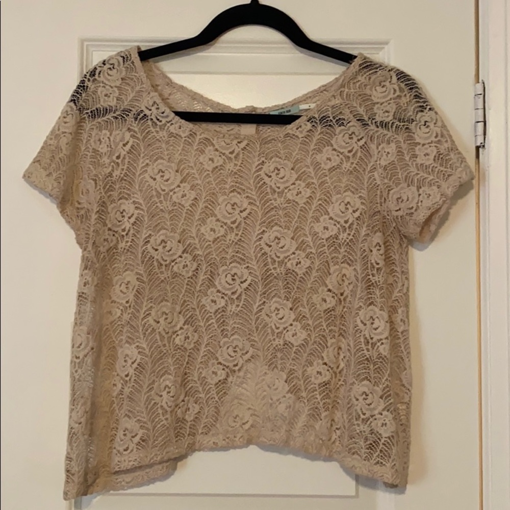 Cream lace overlay top